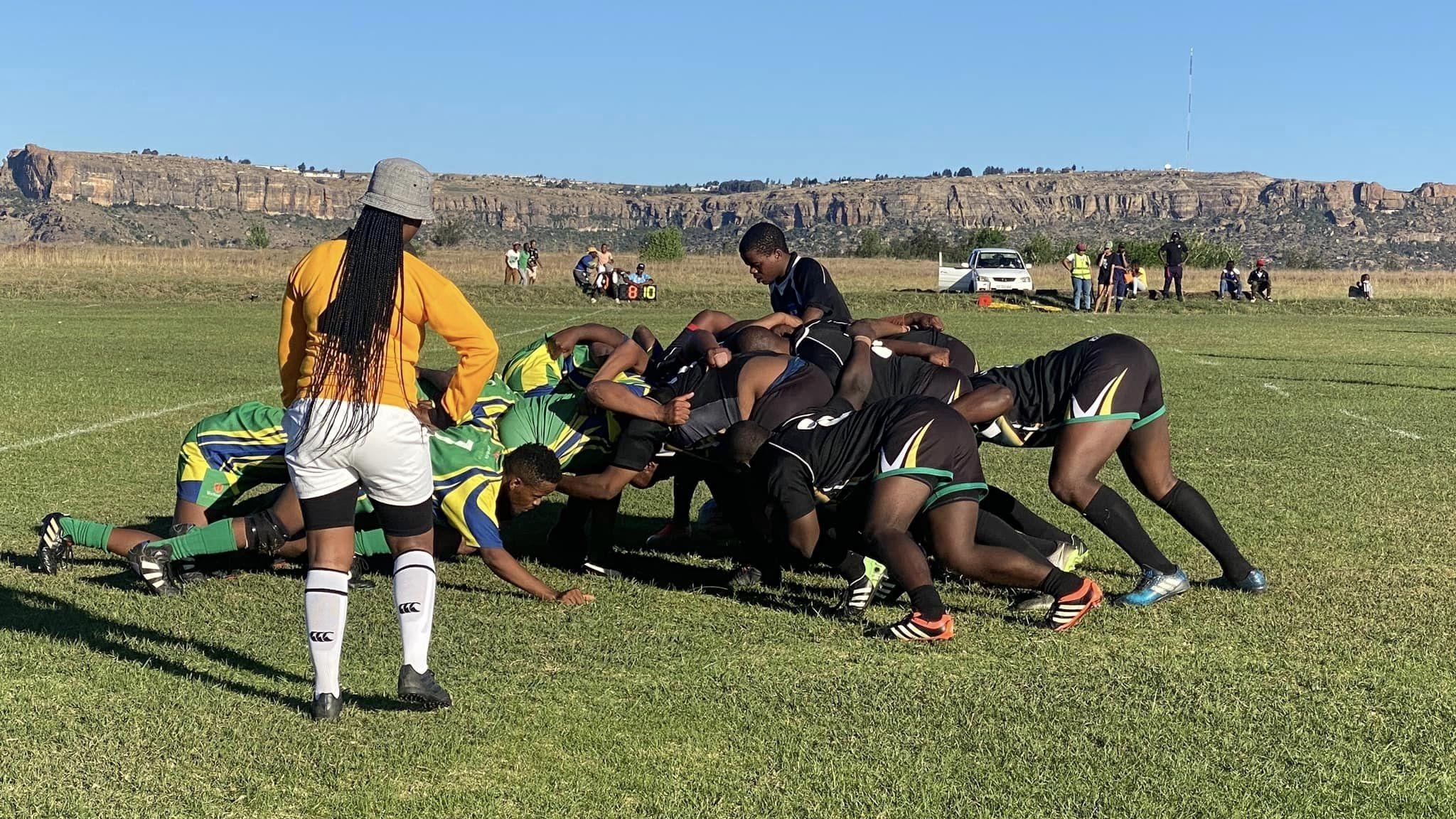 Rugby match action during a conversion