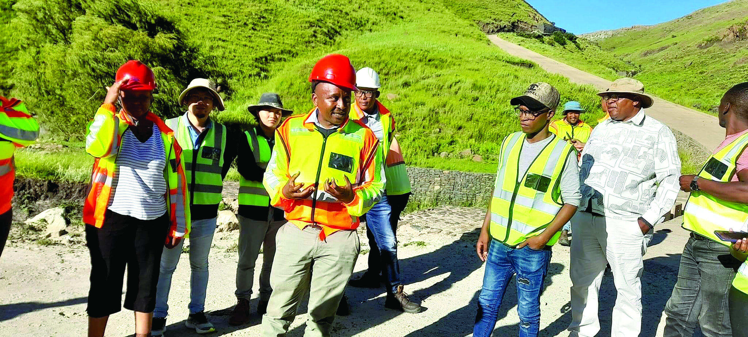 Masoabi Malunga explaining the progress of Marakabei-Monontsa Project