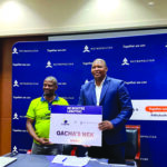 Rethabile Motsoahae, metropolitan managing director and Phomolo Lebotsa representative from Lesotho tourism development corporation (LTDC) after signing a partnership to launch Re Bontśe Les