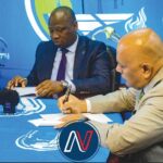 Minister of Energy Lejone Mpotjoane and Convalt Energy Inc CEO Harry Achuthan